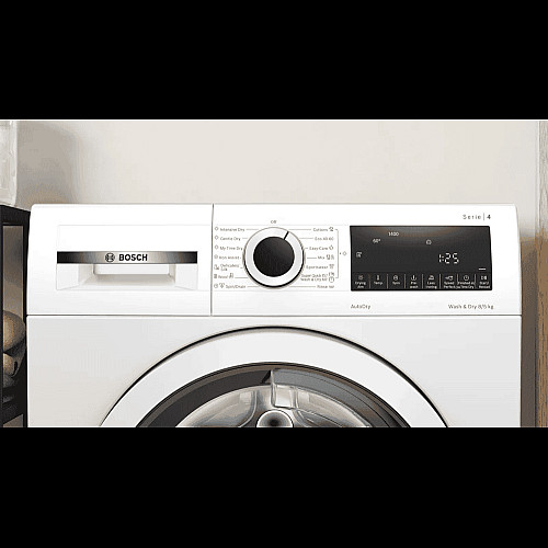 Стирально-сушильная машина Bosch фронтальная, 8(5)кг, 1400, E, 59см, дисплей, белый