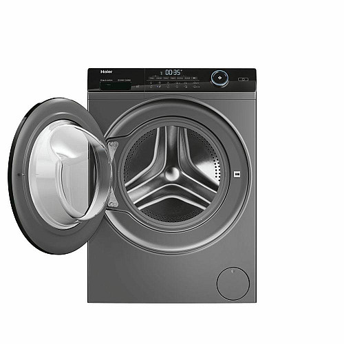 Стирально-сушильная машина Haier фронтальная, 8(5)кг, 1400, A, 46см, дисплей, пара, инвертор, люк черный, прямой привод, серебристый