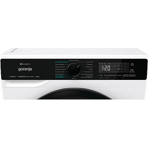 Стирально-сушильная машина Gorenje фронтальная, 8(5)кг, 1400, A+, 51см, дисплей, инвертор, Wi-Fi, белый