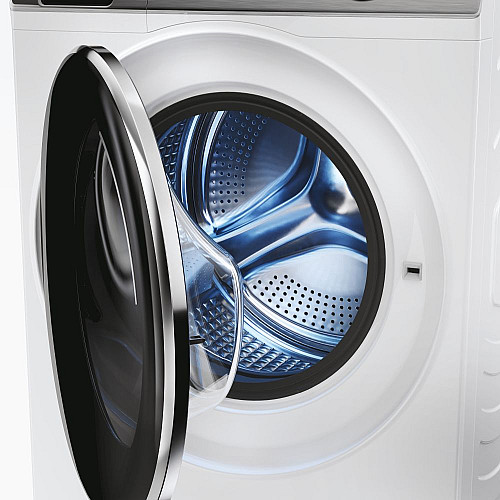 Пральна машина Haier фронтальна, 9кг, 1400, A+++, 52см, дисплей, пара, інвертор, люк чорний, прямий привід, білий