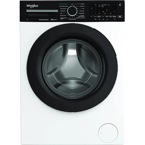 Стиральная машина Whirlpool фронтальная, 7кг, 1400, A, 49.6см, дисплей, пара, инвертор, черный люк, белый