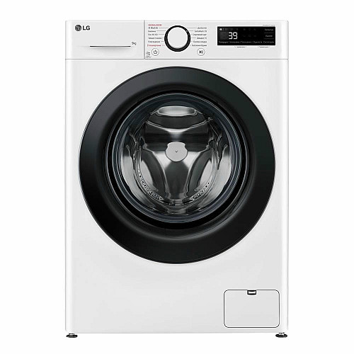 Стиральная машина LG фронтальная, 9кг, 1200, A, 48см, дисплей, пара, инвертор, белый
