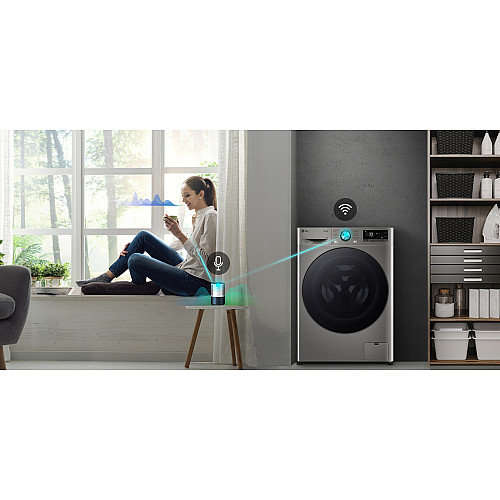 Пральна машина LG фронтальна, 11кг, 1400, A, 57см, дисплей, пара, інвертор, сріблястий