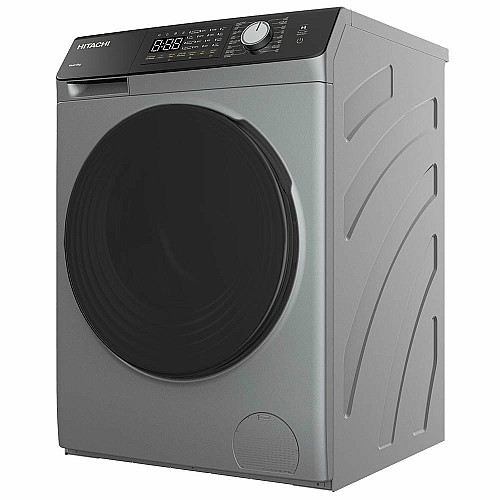 Стиральная машина Hitachi фронтальная, 8кг, 1400, A+++, 60см, дисплей, пара, инвертор, люк черный, серебристый