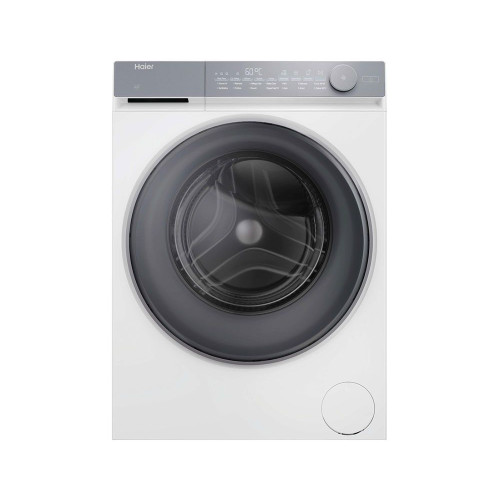 Пральна машина Haier фронтальна, 9кг, 1400, B, 45.2см, дисплей, пара, інвертор, люк сірий, прямий привід, білий