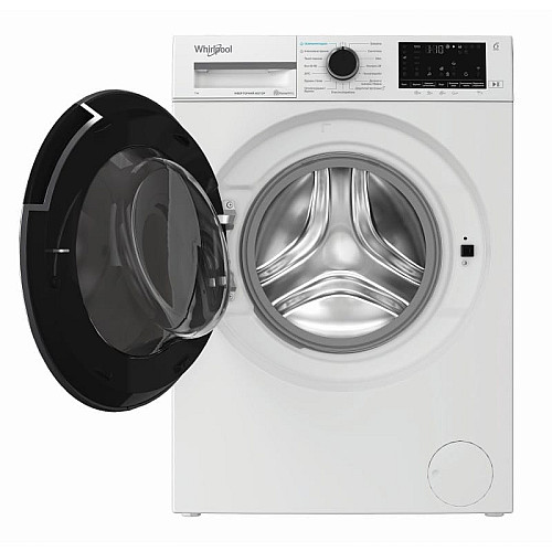 Стиральная машина Whirlpool фронтальная, 7кг, 1200, A, 49.6см, дисплей, пара, инвертор, черный люк, белый