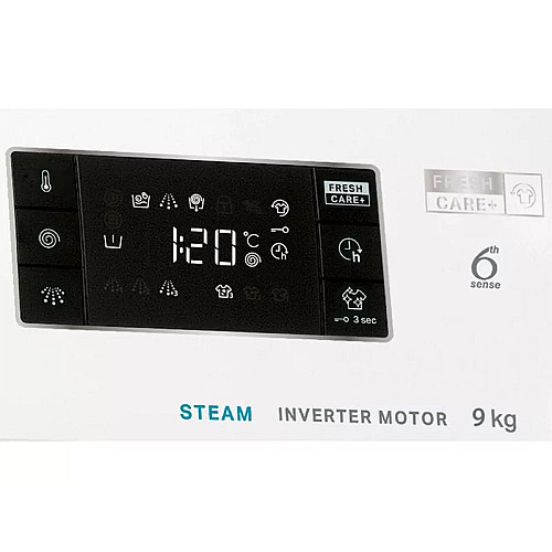 Стиральная машина Whirlpool фронтальная, 9кг, 1400, A+++, 60см, дисплей, пара, инвертор, черный люк, белый