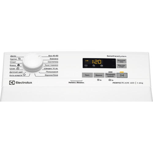 Пральна машина Electrolux вертикальна, 6кг, 1000, D, 60см, дисплей, білий