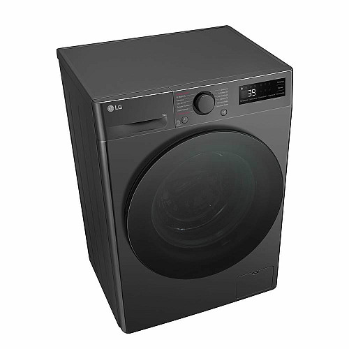 Пральна машина LG фронтальна, 9кг, 1200, A, 48см, дисплей, пара, інвертор, чорний