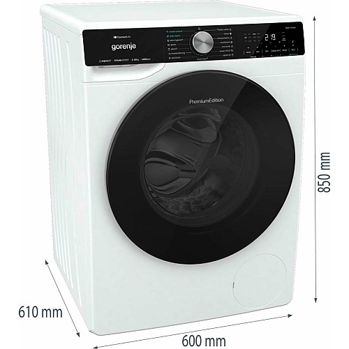 Стиральная машина Gorenje фронтальная, 10кг, 1400, A+++, 60см, дисплей, инвертор, пара, Wi-Fi, подсветка барабана, белый