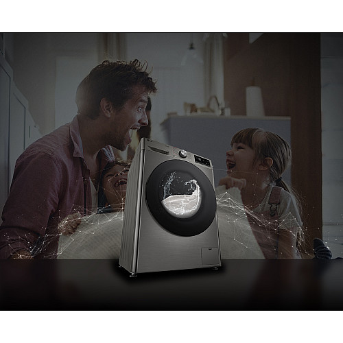 Пральна машина LG фронтальна, 11кг, 1400, A, 57см, дисплей, пара, інвертор, сріблястий