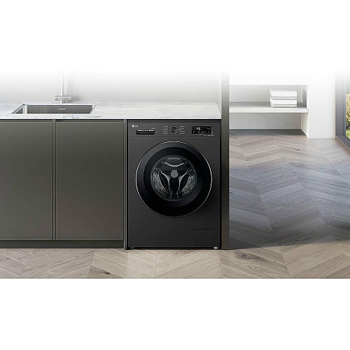 Стиральная машина LG фронтальная, 6.5кг, 1200, В, 44см, дисплей, пара, инвертор, черный