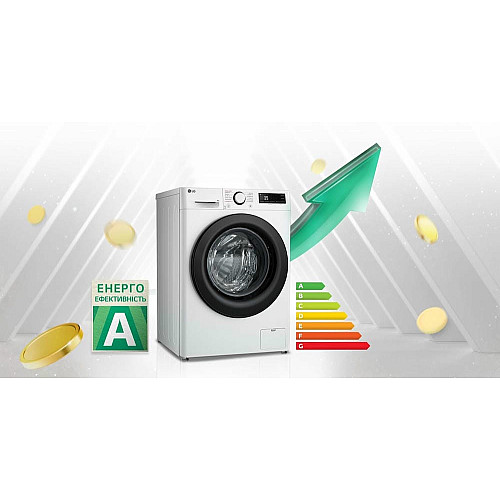 Стиральная машина LG фронтальная, 9кг, 1200, A, 48см, дисплей, пара, инвертор, белый