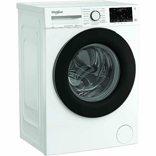 Стиральная машина Whirlpool фронтальная, 7кг, 1200, A+++, 49.6см, дисплей, пара, инвертор, черный люк, белый
