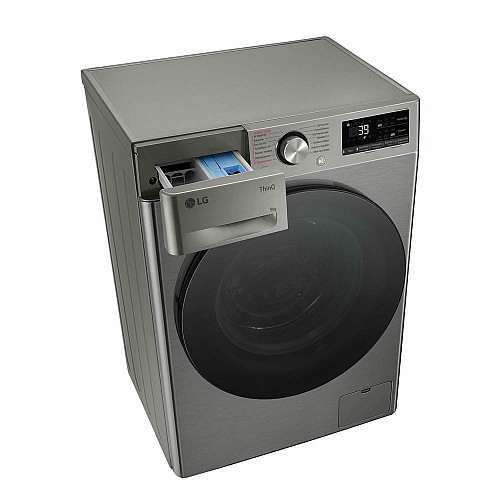 Стиральная машина LG фронтальная, 9кг, 1200, A, 48см, дисплей, пара, инвертор, серебристый
