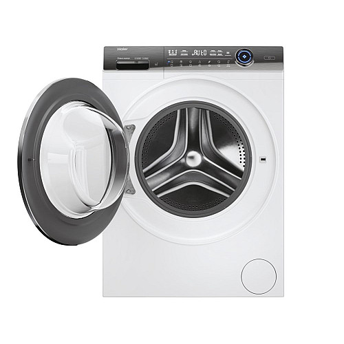 Пральна машина Haier фронтальна, 9кг, 1400, A+++, 52см, дисплей, пара, інвертор, люк чорний, прямий привід, білий
