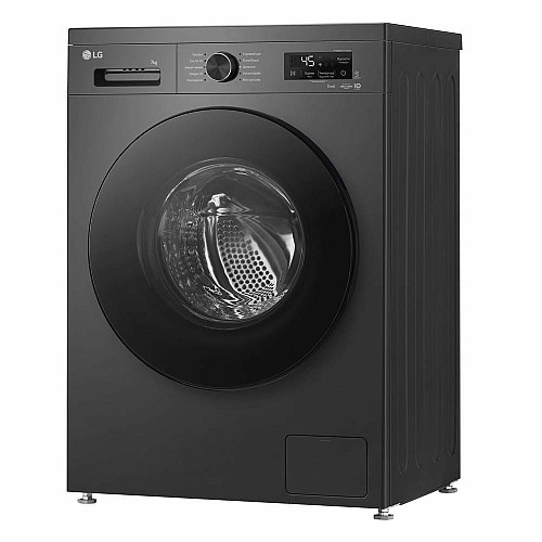 Стиральная машина LG фронтальная, 7кг, 1200, A, 44см, дисплей, пара, инвертор, черный