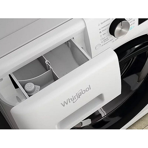 Стиральная машина Whirlpool фронтальная, 9кг, 1400, A+++, 60см, дисплей, пара, инвертор, черный люк, белый