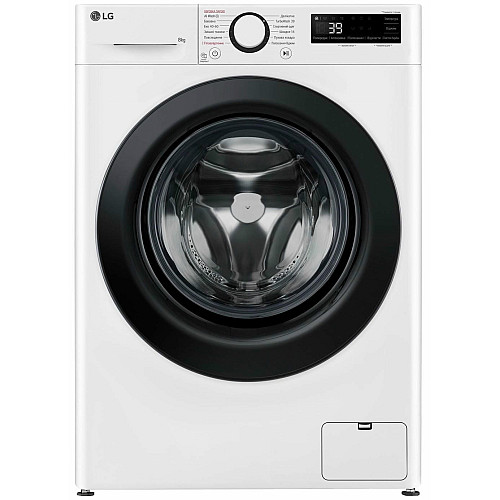 Пральна машина LG фронтальна, 8кг, 1200, A, 48см, дисплей, пара, інвертор, білий