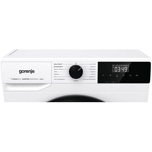 Пральна машина Gorenje фронтальна, 8кг, 1400, A+++, 55см, дисплей, пара, інвертор, білий