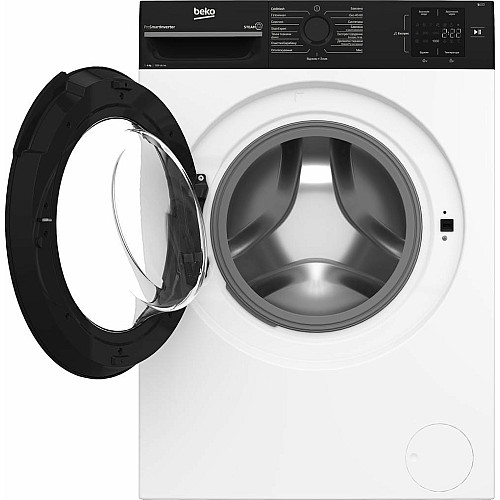 Пральна машина Beko фронтальна, 6кг, 1200, B, 45см, дисплей, інвертор, пара, білий