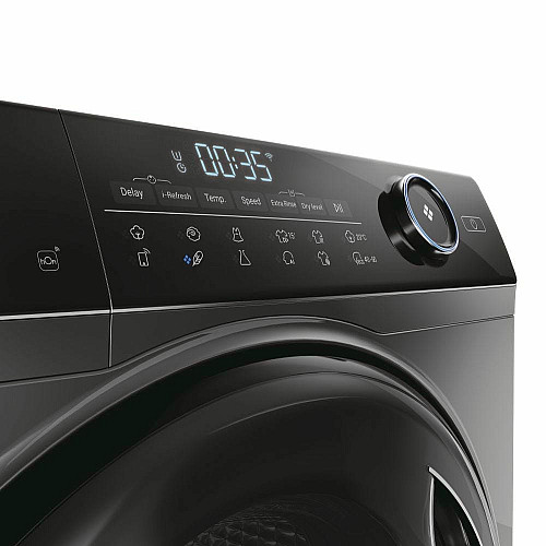 Стирально-сушильная машина Haier фронтальная, 8(5)кг, 1400, A, 46см, дисплей, пара, инвертор, люк черный, прямой привод, серебристый