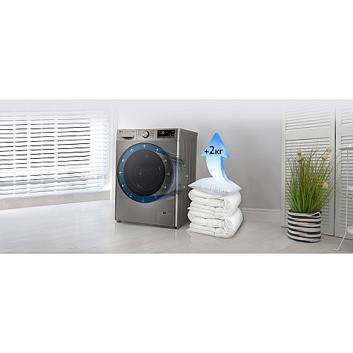 Пральна машина LG фронтальна, 11кг, 1400, A, 57см, дисплей, пара, інвертор, сріблястий
