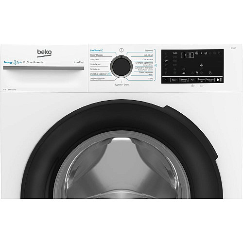 Пральна машина Beko фронтальна, 8кг, 1400, A, 55см, дисплей, інвертор, пара, білий
