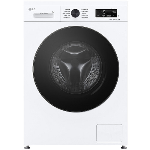 Пральна машина LG фронтальна, 9кг, 1400, A, 55см, дисплей, пара, інвертор, білий