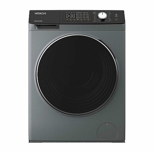 Стирально-сушильная машина Hitachi фронтальная, 8(5)кг, 1400, A, 60см, дисплей, пара, инвертор, серебристый