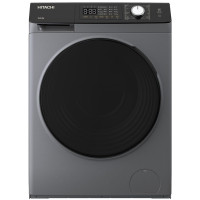 Пральна машина Hitachi фронтальна, 8кг, 1400, A+++, 60см, дисплей, пара, інвертор, люк чорний, cріблястий