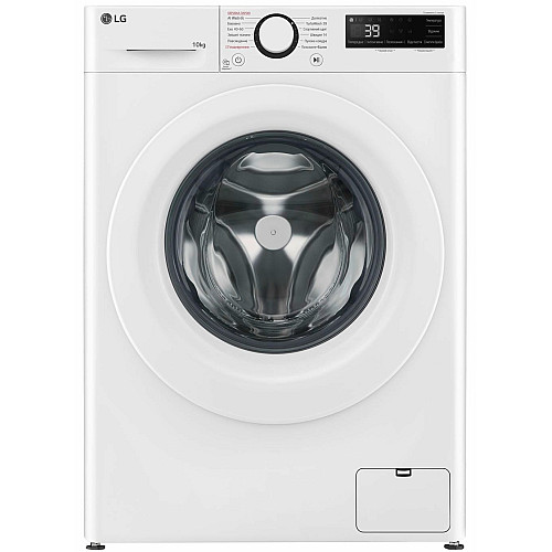 Пральна машина LG фронтальна, 10кг, 1400, A, 57см, дисплей, пара, інвертор, білий