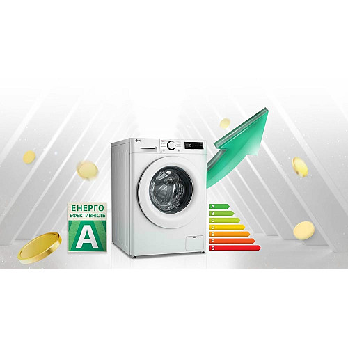 Пральна машина LG фронтальна, 10кг, 1400, A, 57см, дисплей, пара, інвертор, білий