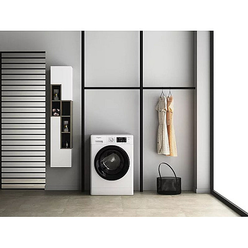 Стиральная машина Whirlpool фронтальная, 9кг, 1400, A+++, 60см, дисплей, пара, инвертор, черный люк, белый