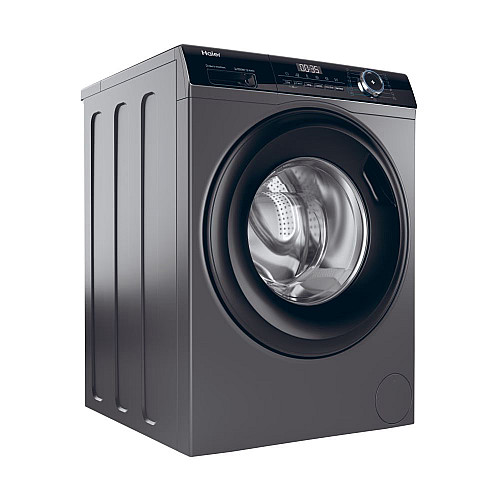 Пральна машина Haier фронтальна, 9кг, 1400, A+++, 60см, дисплей, пара, інвертор, люк чорний, прямий привід, cріблястий