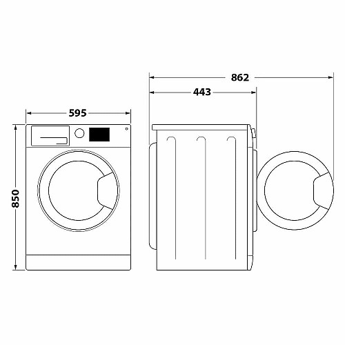 Стиральная машина Indesit фронтальная, 6кг, 1200, A+++, 43см, дисплей, инвертор, черный люк, белый
