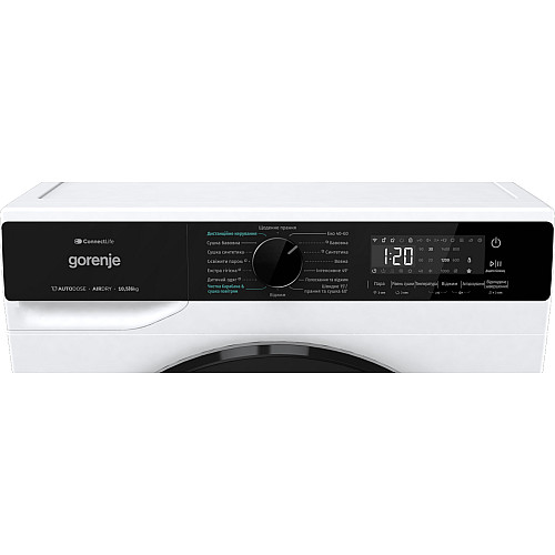 Прально-сушильна машина Gorenje фронтальна, 10.5(6)кг, 1400, A+, 60см, дисплей, пара, інвертор, Wi-Fi, білий