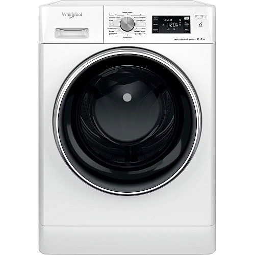 Стирально-сушильная машина Whirlpool фронтальная, 11(7)кг, 1600, A, 60см, дисплей, пара, инвертор, белый