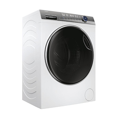 Пральна машина Haier фронтальна, 9кг, 1400, A+++, 52см, дисплей, пара, інвертор, люк чорний, прямий привід, білий