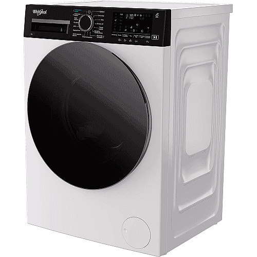 Стиральная машина Whirlpool фронтальная, 8кг, 1400, C, 55см, дисплей, пара, инвертор, черный люк, белый