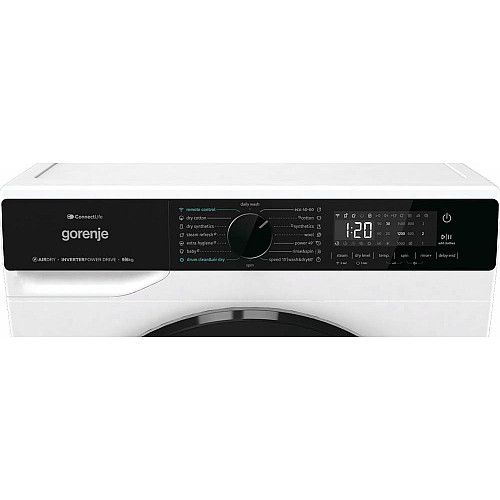 Стирально-сушильная машина Gorenje фронтальная, 9(6)кг, 1400, A+, 55см, дисплей, инвертор, Wi-Fi, белый
