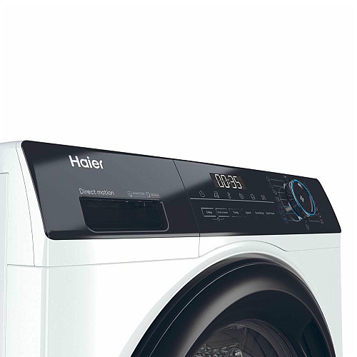 Стиральная машина Haier фронтальная, 7кг, 1200, A+++, 44см, дисплей, пара, инвертор, черный люк, прямой привод, белый
