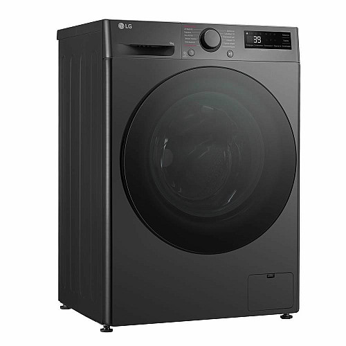 Пральна машина LG фронтальна, 9кг, 1200, A, 48см, дисплей, пара, інвертор, чорний