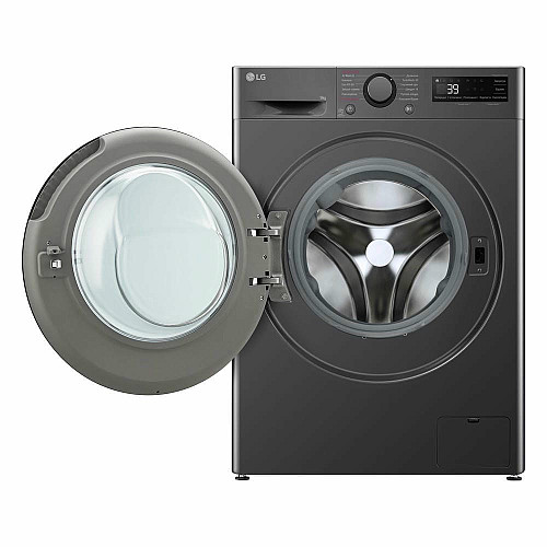 Пральна машина LG фронтальна, 9кг, 1200, A, 48см, дисплей, пара, інвертор, чорний