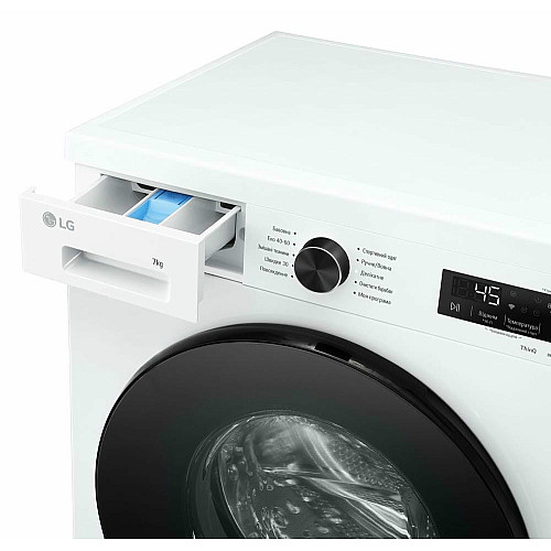 Пральна машина LG фронтальна, 7кг, 1200, A, 44см, дисплей, пара, інвертор, білий