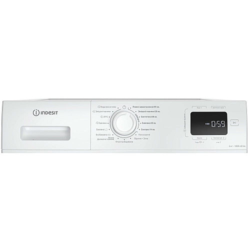 Стиральная машина Indesit фронтальная, 6кг, 1000, A+++, 44.6см, дисплей, пара, инвертор, белый
