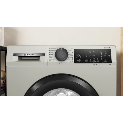 Пральна машина Bosch фронтальна, 8кг, 1200, A, 52см, дисплей, сірий