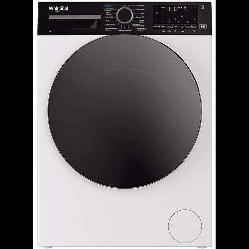 Стиральная машина Whirlpool фронтальная, 8кг, 1400, C, 55см, дисплей, пара, инвертор, черный люк, белый
