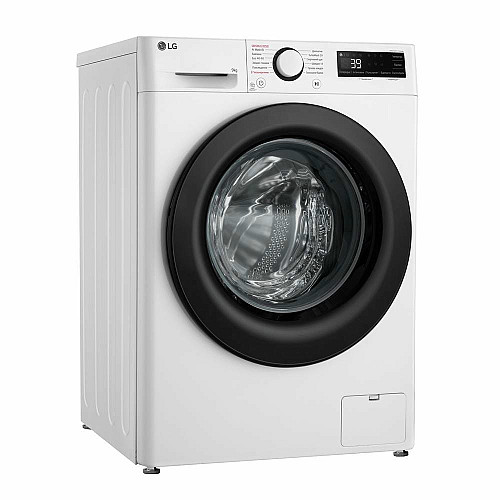 Стиральная машина LG фронтальная, 9кг, 1200, A, 48см, дисплей, пара, инвертор, белый
