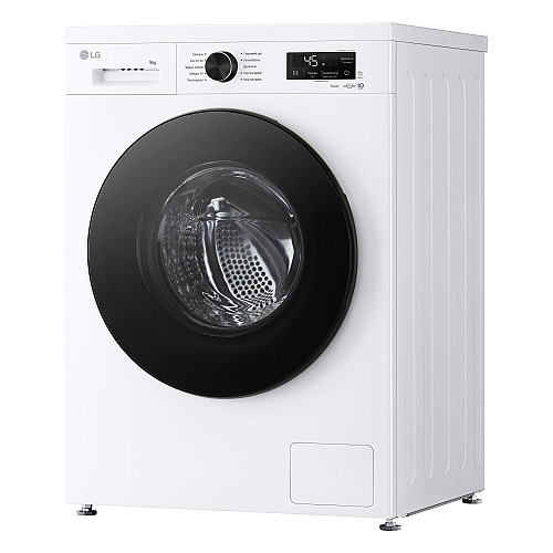 Пральна машина LG фронтальна, 9кг, 1400, A, 55см, дисплей, пара, інвертор, білий